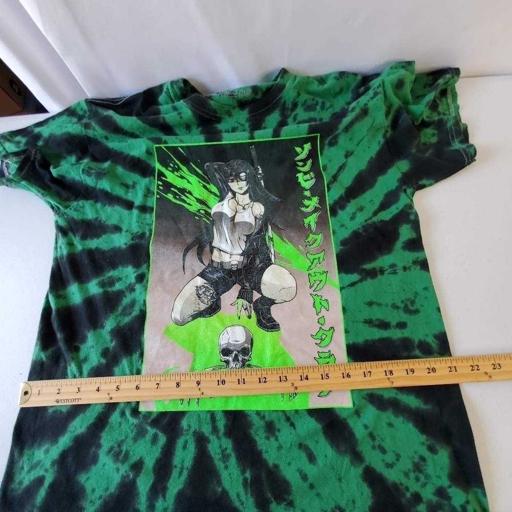 Zombie Makeout Club Cotton Tee Size Large Hot Topic Green Tie-Dye Anime Shirt - Picture 8 of 10